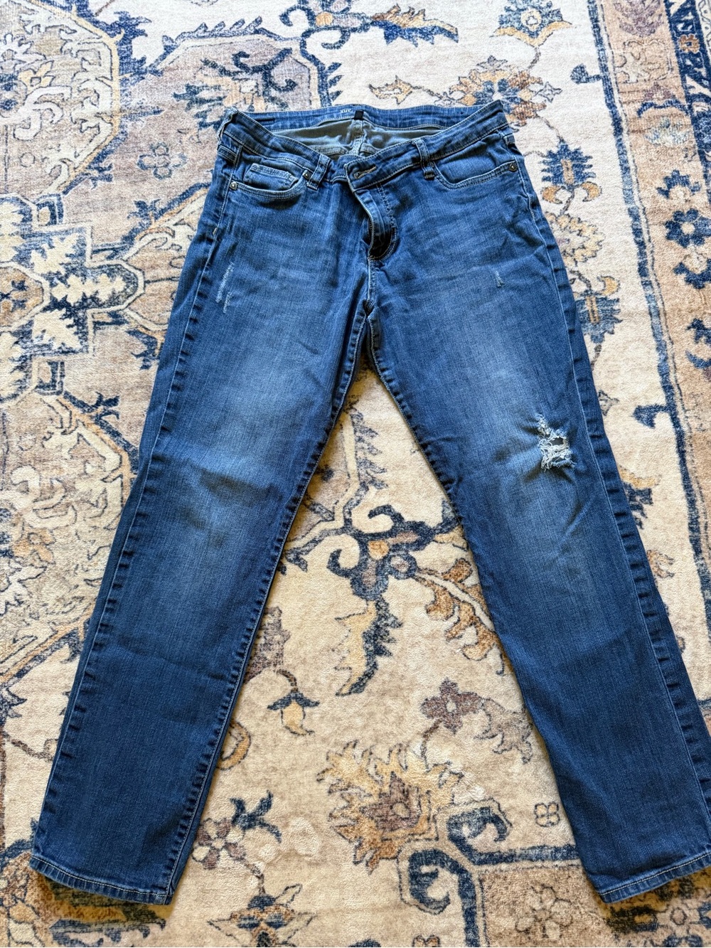 Kut from the Kloth Women's Distressed Medium Blue Boyfriend Jeans